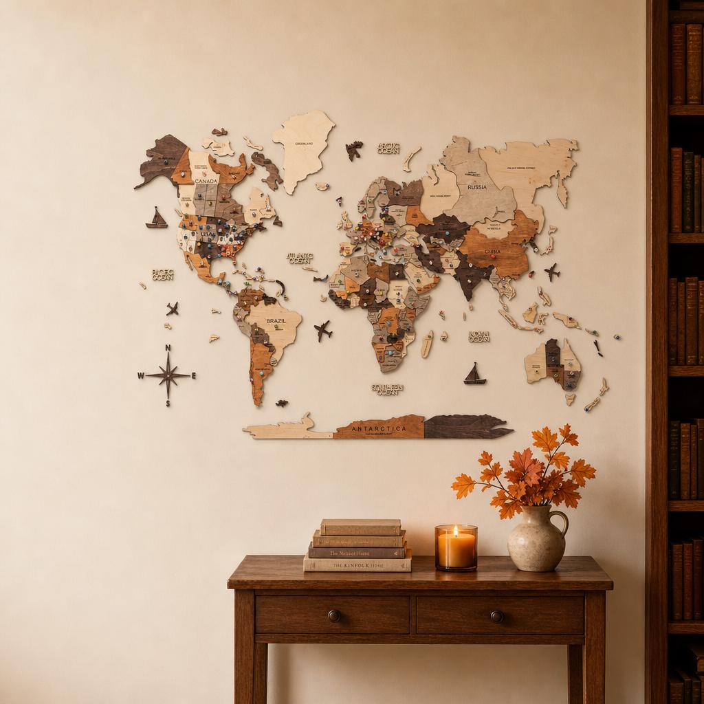 Home Decor Aesthetic Decorative World Map Accent for Wall