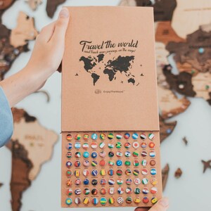 Handcrafted Wooden World Map Wall Art, Home Office Decor, Push Pins Map, Map Mark Your Travels, Housewarming Gift, 5th Anniversary Gift image 6
