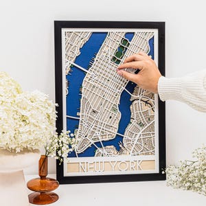 New York City Map Personalized City Map 3D Wooden Map of Your City Street Maps Home Office Decor Housewarming Gift by EnjoyTheWood