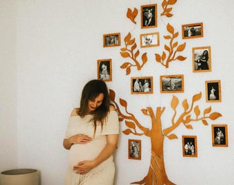 Stammbaum Wandtattoo, LED Holz Foto Collage mit Rahmen, Hochzeitstag Geschenk, Benutzerdefinierte Wand Stammbaum, Holz Baum des Lebens
