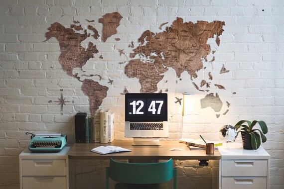 Wall Map Of The World Map Wooden Travel Push Pin Map Rustic Home Wood Wall Art 5th Anniversary Gift For Husband Wife House Design Christmas