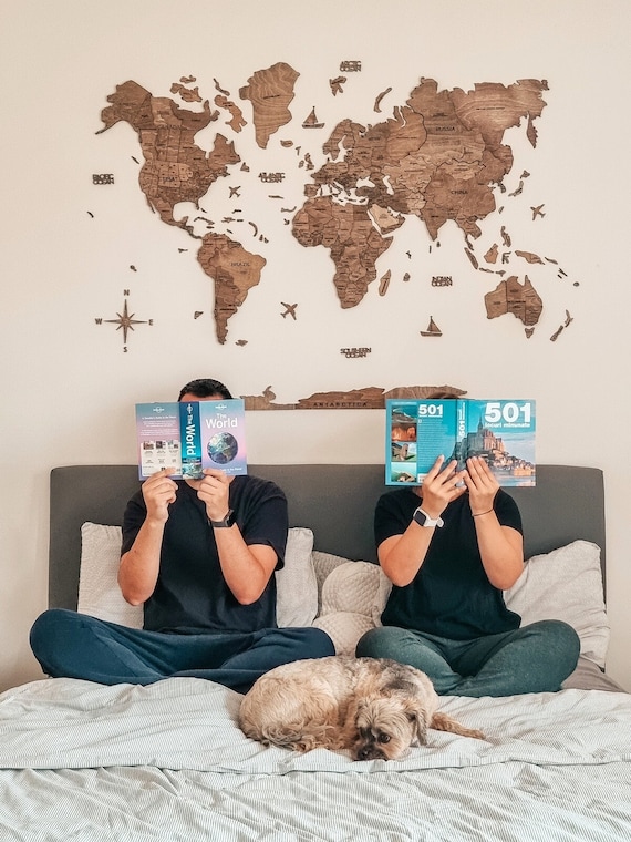 Traveling Map Bedroom Wall Decor Wood World Map 3D Wall Map - Etsy
