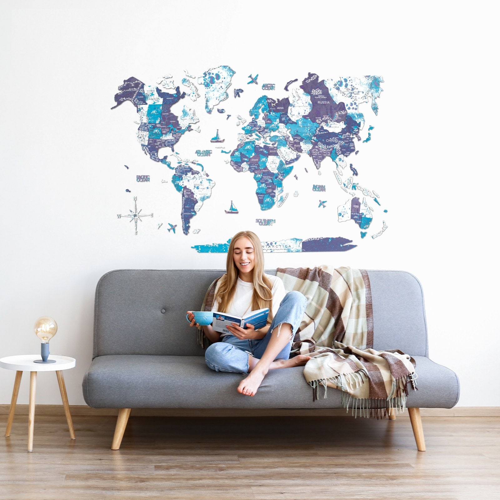 Wooden World Map for Wall, Couples Gift, Modern Home Decor, Enjoy the Wood  Travel Map, Housewarming Gifts, Birthday or Anniversary Gift 