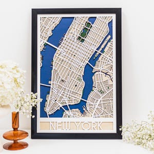 3D New York City Map Wooden Wall Decor, Custom City Map Wall Art, Home Office Decor, Housewarming Gift, Any Location Worldwide, EnjoyTheWood