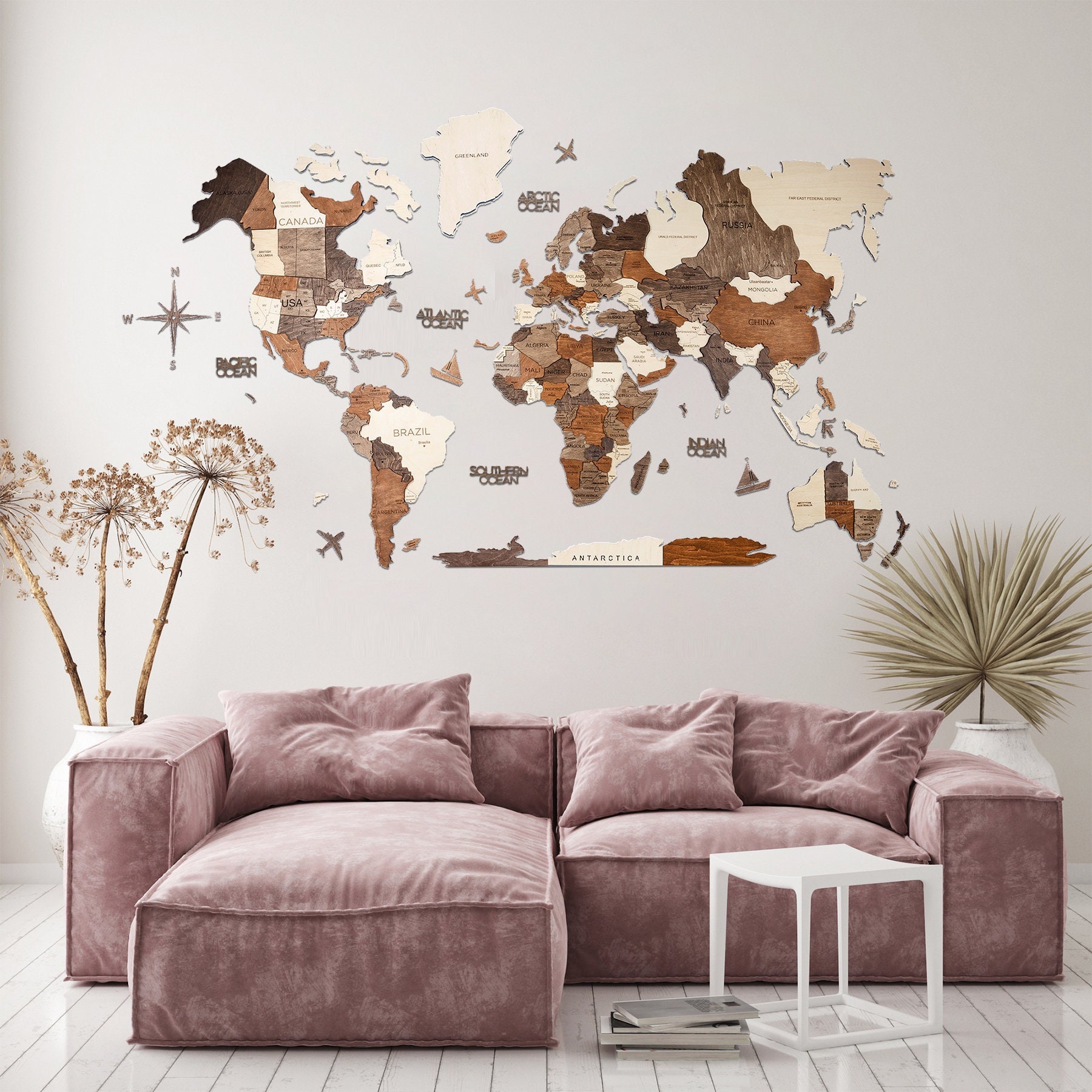 Wooden World Map Enjoy the Wood - Il Fullxfull.4177046828 2ui8 