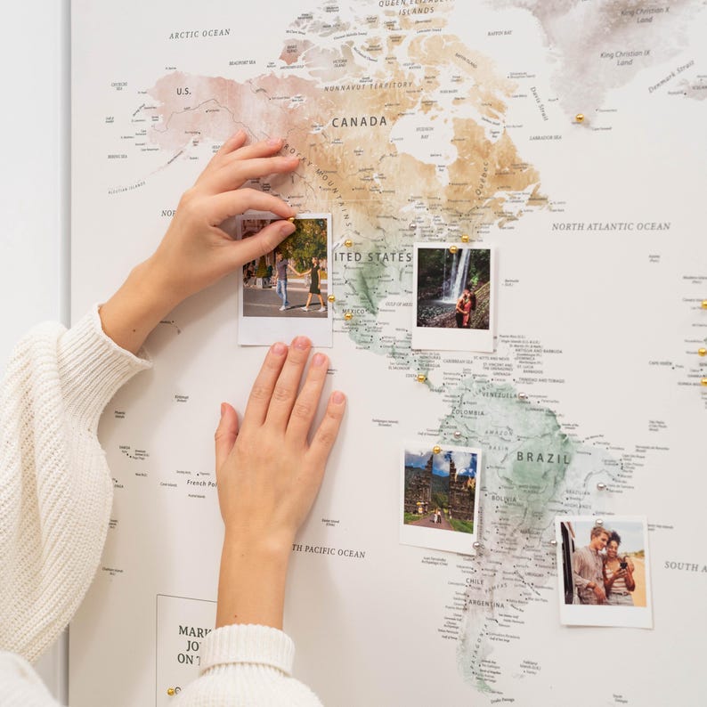 Places You've Been World Map, Detailed Push Pin Travel Map Visited Countries image 7