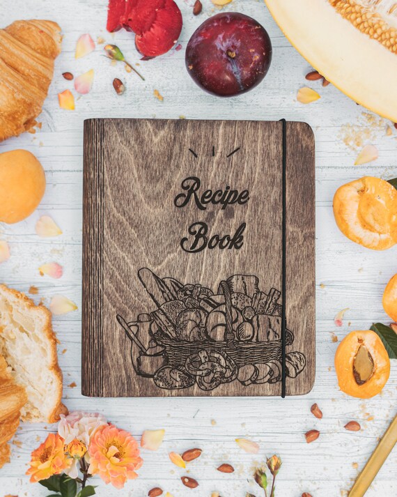 Personalized Recipe Book Binder Wooden Journal Moms Cookbook | Etsy
