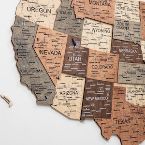 Reisinspiratiecadeau, roadtrip kunst aan de muur kaart, geografie VS muurkunst, Amerikaanse decor boerderij, klaar om op te hangen muur decor cadeau voor vrouw