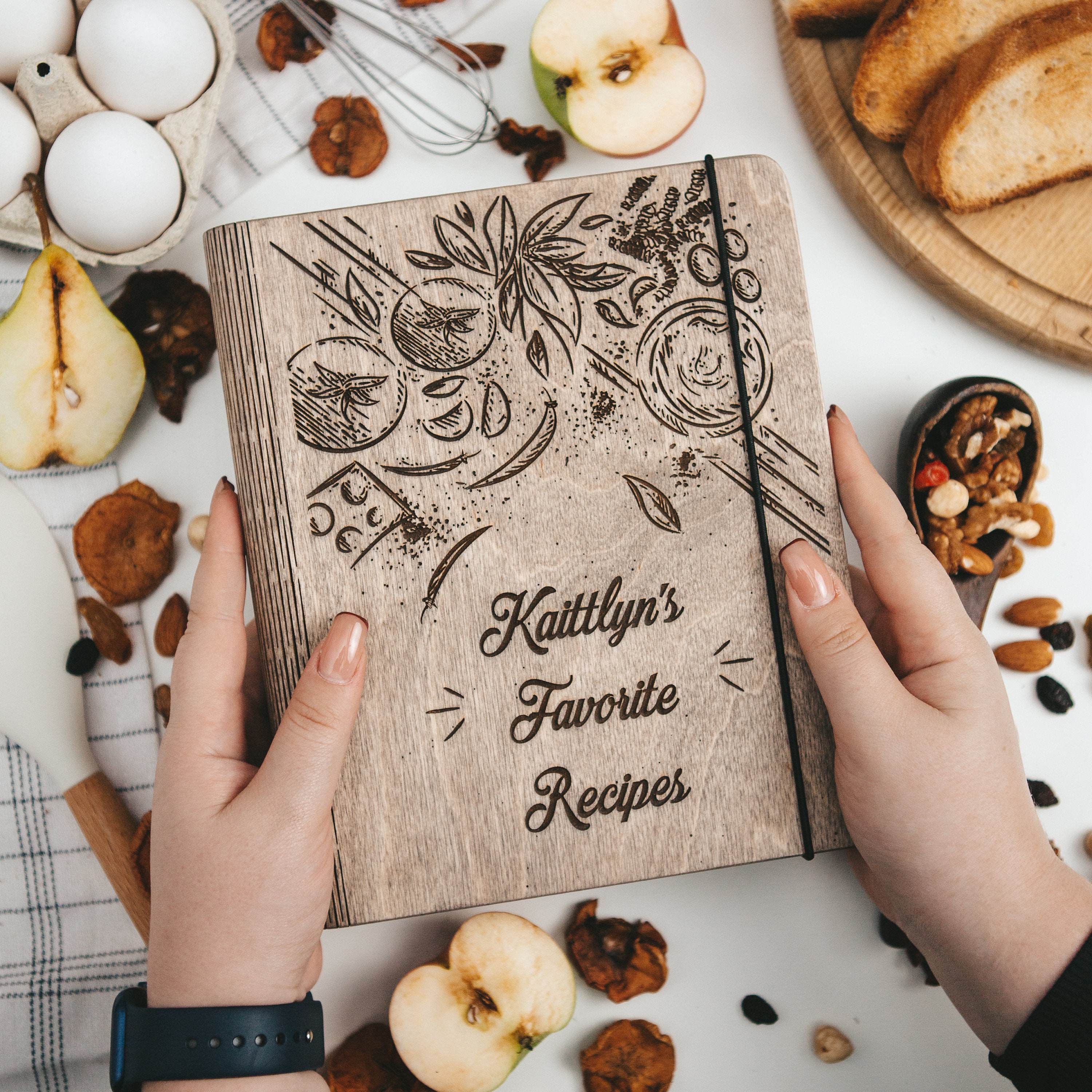 Libro di ricette per scrivere le tue ricette, regalo per lei, raccoglitore  di ricette in legno, quaderno di ricette vuoto, libro di cucina vuoto,  compleanno mamma personalizzato -  Italia