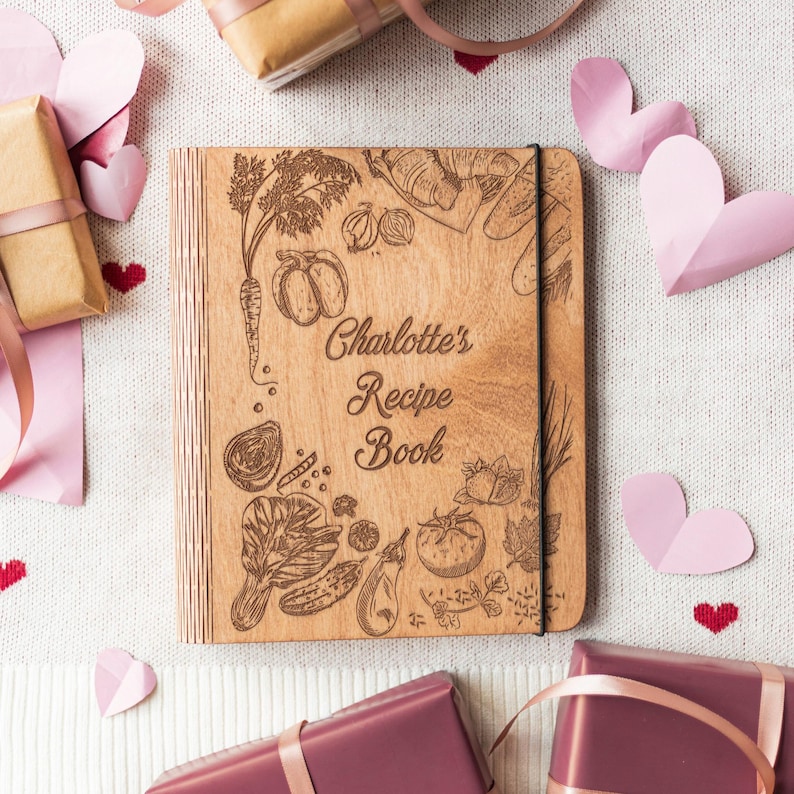 Recipe Book Wooden Binder, Personalized Gifts for Her, Mom Birthday Gifts, Custom Cookbook, Home Kitchen Gift for Women Bild 18