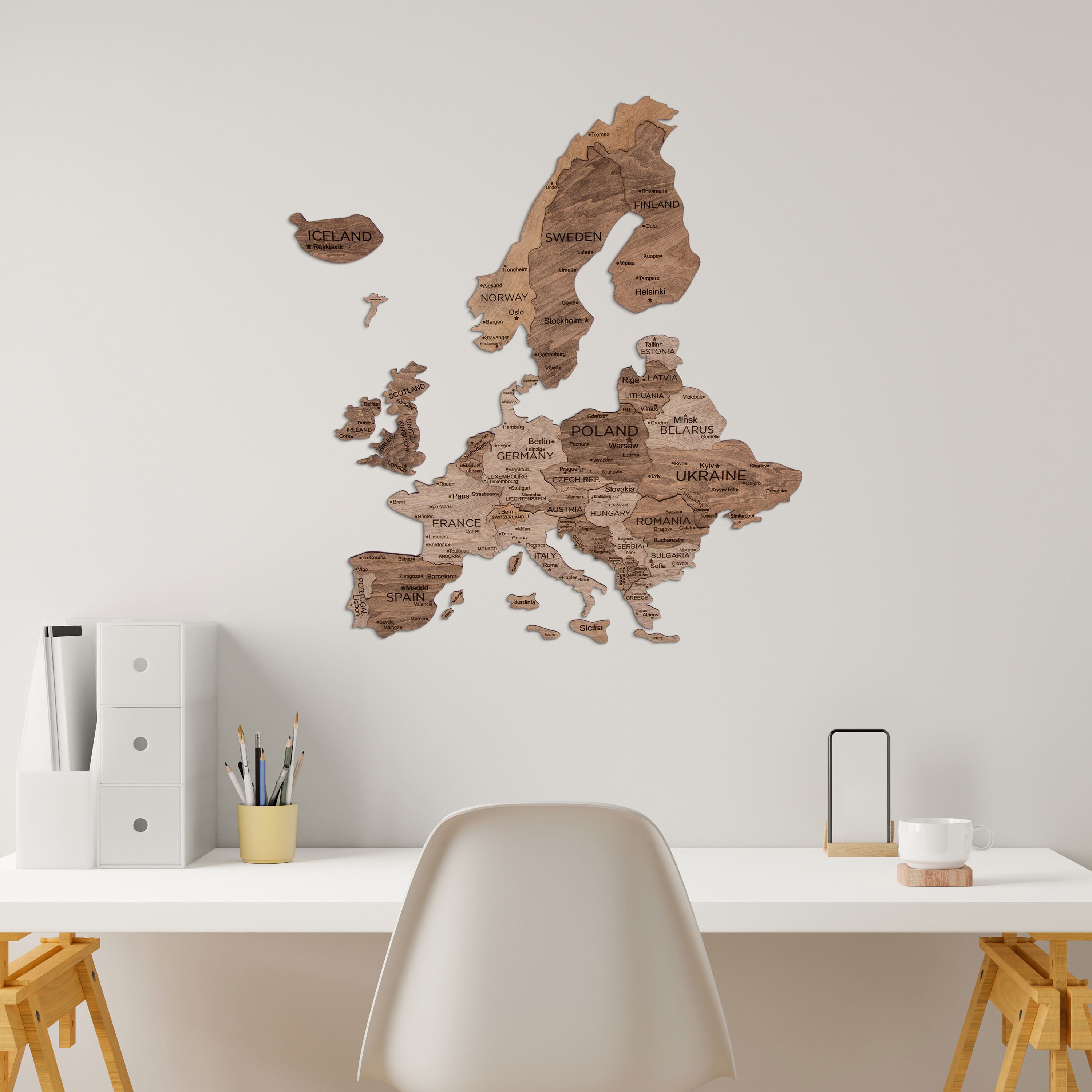 Europe Map Wall Decor Anniversary Gift Etsy