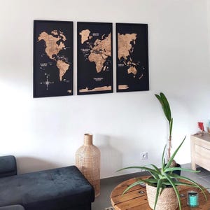 3D houten wereldkaart, muur kunst woonkamer, push pin reiskaart, woondecoratie cadeau voor verjaardag, jubileum, housewarming cadeau, cadeau appartement