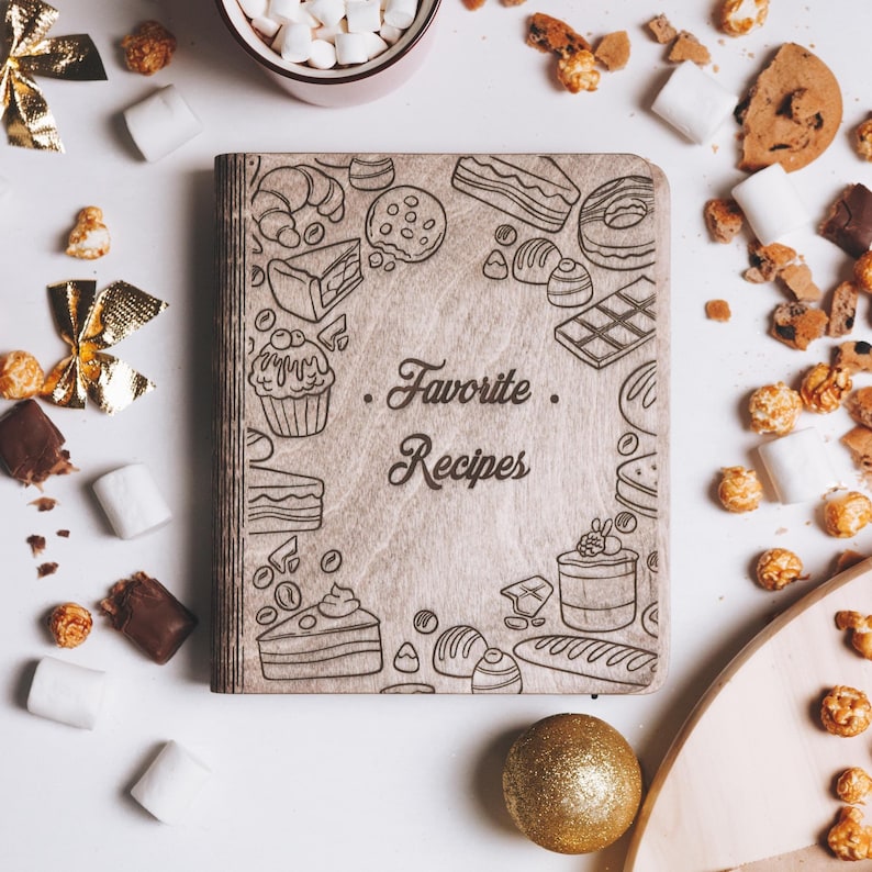 Recipe Book Wooden Binder, Personalized Gifts for Her, Mom Birthday Gifts, Custom Cookbook, Home Kitchen Gift for Women Bild 14