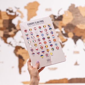 Stickers drapeaux en bois pour carte de l'Europe