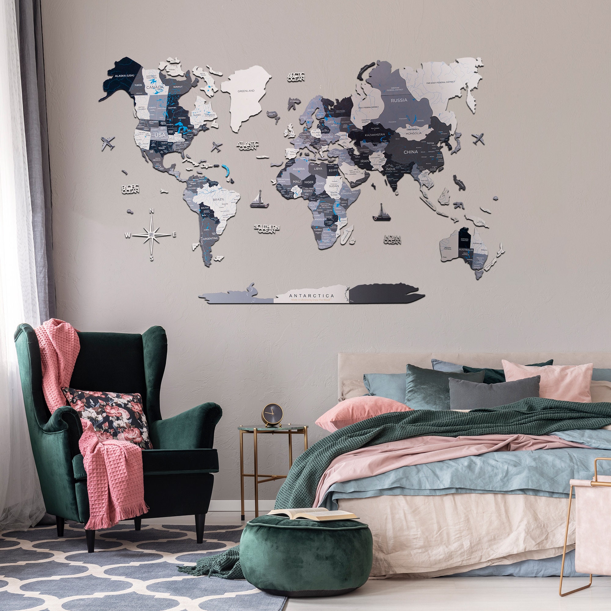 Wooden World Map for Wall, Couples Gift, Modern Home Decor, Enjoy the Wood  Travel Map, Housewarming Gifts, Birthday or Anniversary Gift 