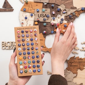 US Flaggen Pins für Holzwandkarte, um Ihre Reisen zu verfolgen