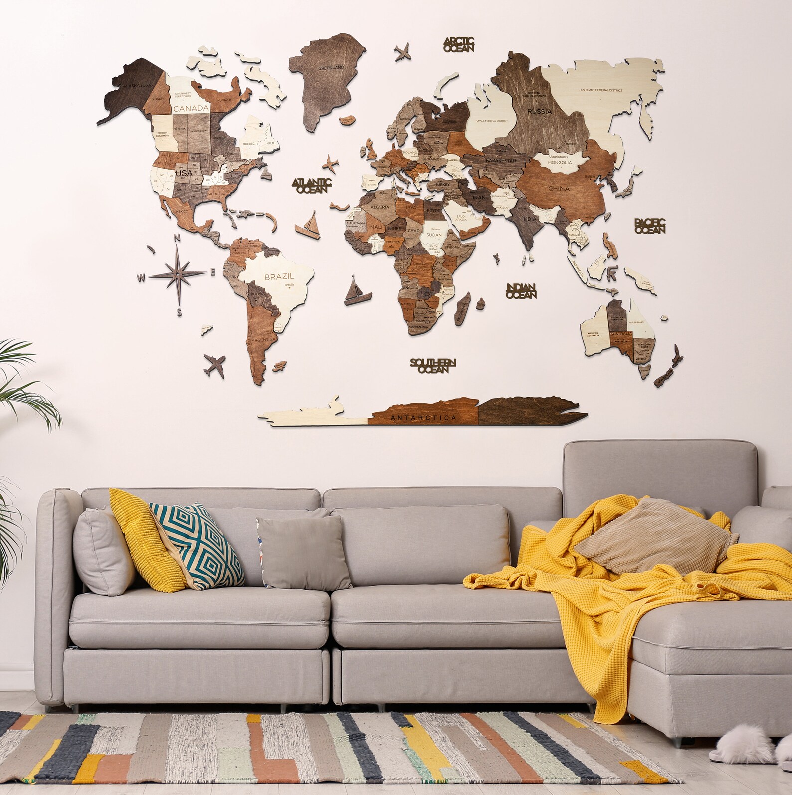 Large Wall World Map Puzzle Wall Decor Home Decor Husband Etsy