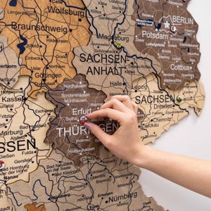 Houten kaart Duitsland | 3D-muurkunst | Rustieke wandkleden | Woondecoraties | Housewarmingcadeau | Cadeau 5e verjaardag voor hem en haar | EnjoyTheWood