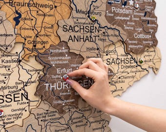 Germany Wooden Map | 3D Wall Art | Rustic Wall Hangings | Home Decor | Housewarming Gift | 5th Anniversary Gift for Him, Her | EnjoyTheWood