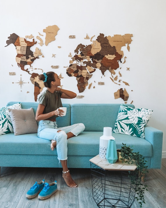 Wall Decor Wooden World Map Rustic Travel Living - World Map Home Decor Wall Decor Wooden World Map Rustic Travel Living - World Map Home Decor