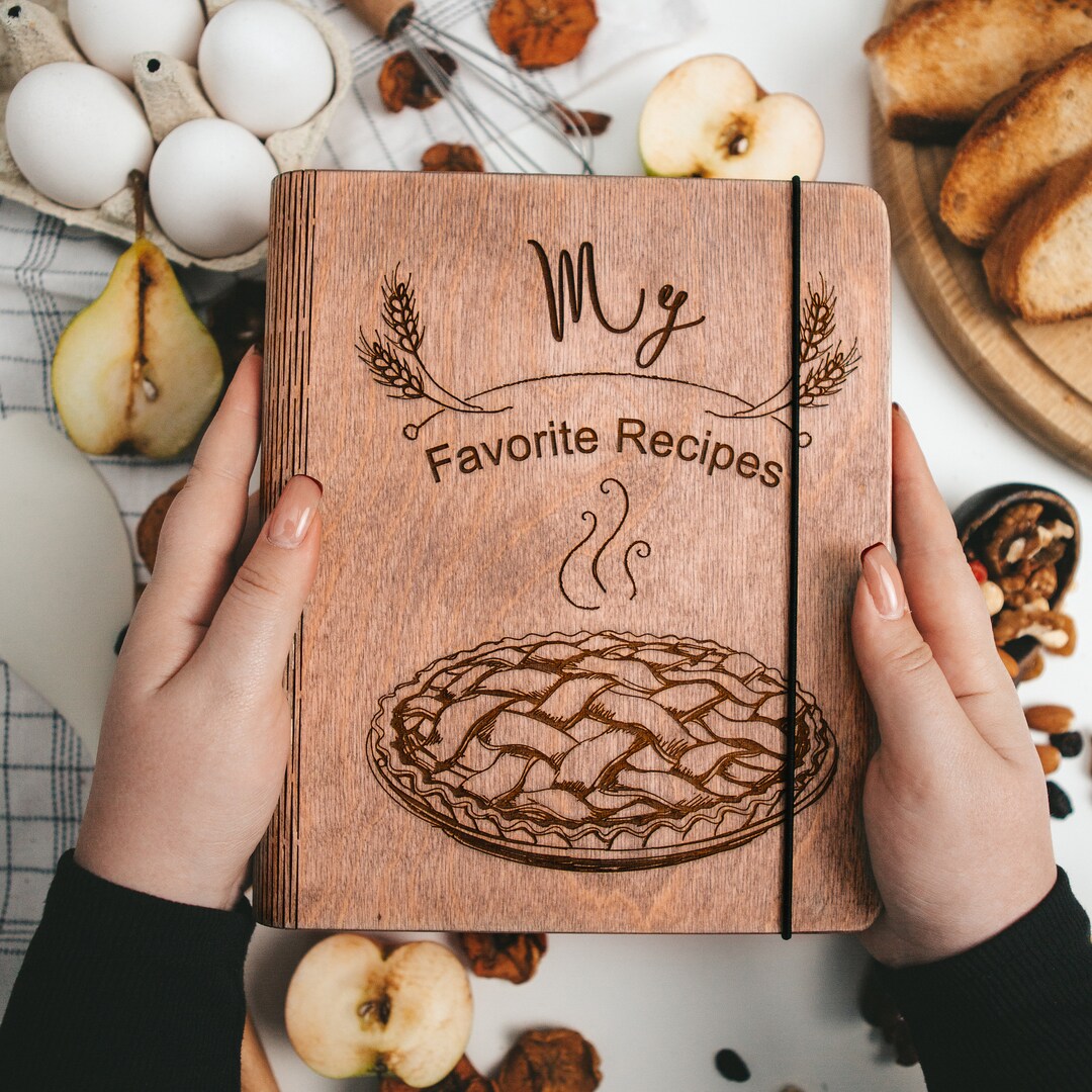 My Favorite Recipes Book, Mothers Day Gift for Mom, Wooden
