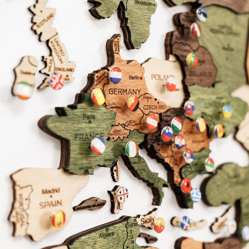 3D World Map Wall Art, Wooden Anniversary Gift, Home Office Decor, Travel Map Wall Art, Housewarming Gift, Living Room Apartment Decor image 12