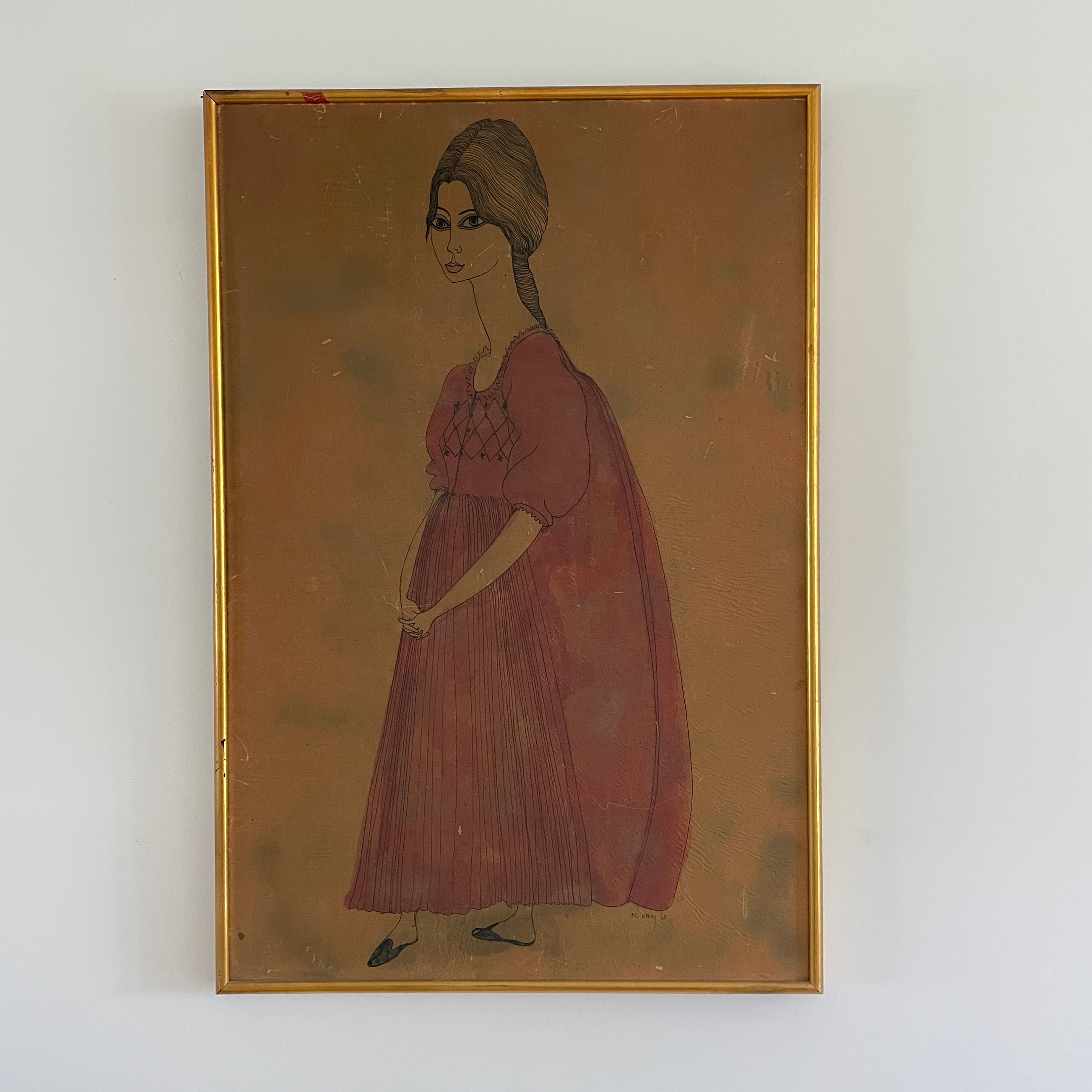 Tinta y acuarela Pintura enmarcada por Iris Brody C. 1960 Etsy España