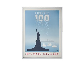 Artist Signed "Liberty 100" Anniversary Poster by Larry Van Alstyne C. 1986