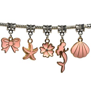 5-Piece Ocean Jewellery Charms Set (14ct Gold-Plated), Large Hole Bracelet Charms