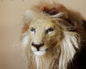 Needle felting lion, Barbary felted lion extinct animal, Feline decor OOAK handmade animal