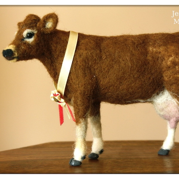 Cow, Needle felting Jersey Cow, Cow decor, felted cow, needle felting, farm animals, Jersey cattle