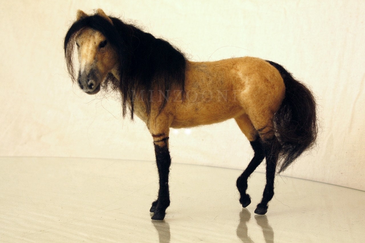 Needle Felted Horse Konik Dun Horse Wild Horse Sculpture Etsy
