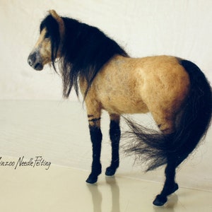 Needle felted horse, Konik, dun horse, wild horse sculpture, equine gift, equestrian decor, horses image 2