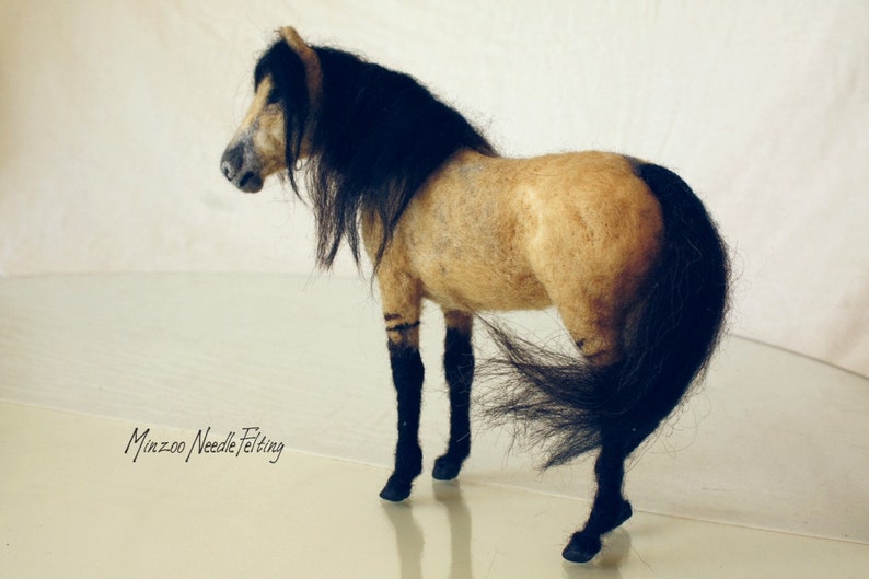 Needle felted horse, Konik, dun horse, wild horse sculpture, equine gift, equestrian decor, horses Bild 2