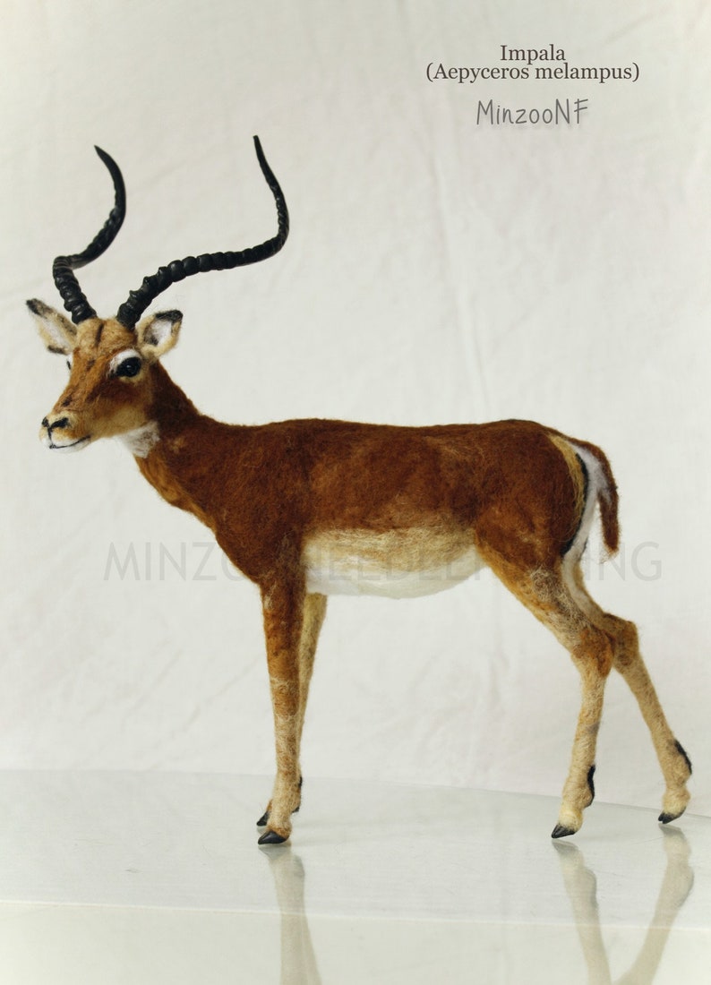 Needle felting impala, felt animal, antelope figurine, impala sculpture image 3