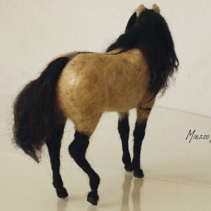 Needle felted horse, Konik, dun horse, wild horse sculpture, equine gift, equestrian decor, horses image 3