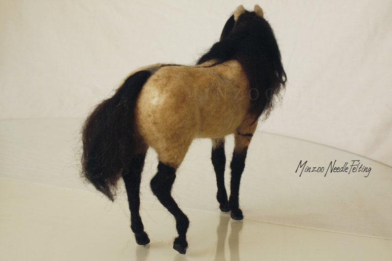 Needle felted horse, Konik, dun horse, wild horse sculpture, equine gift, equestrian decor, horses image 3