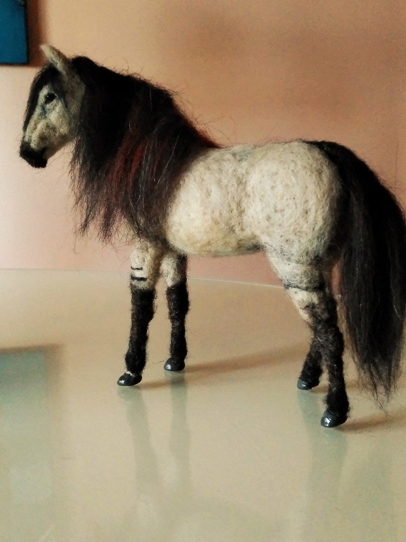 Needle felted horse, Konik, dun horse, wild horse sculpture, equine gift, equestrian decor, horses Bild 5