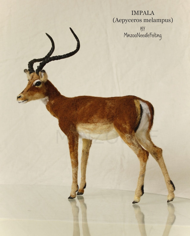 Needle felting impala, felt animal, antelope figurine, impala sculpture image 1