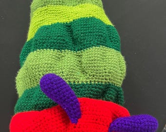 Crocheted Hungry Caterpillar with All Food Pieces!