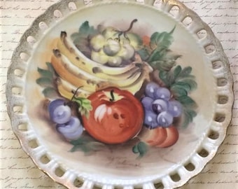 Vintage Signed Ucagco Fruit Plate Decorative Collector Plate Handpainted