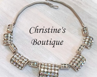 Vintage Aurora Borealis strass chokerhalsband