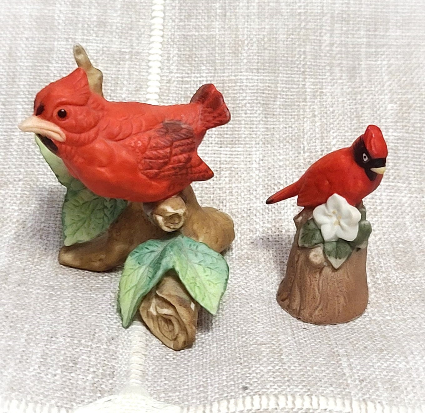 Lefton Cardinal Bird Figure, Enesco Cardianl Bird Figure, Cardinal