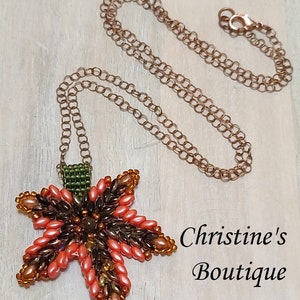 Handcrafted Necklace, Maple Leaf Pendant Necklace, Copper Necklace, Fall Jewelry, Maple Leaf Necklace, Glass Bead Maple Leaf, Fall Jewelry