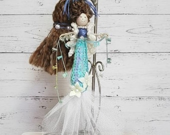 Handgemachte Mermaid Doll Ornament - Paillettenschwanz, Ocean Decor