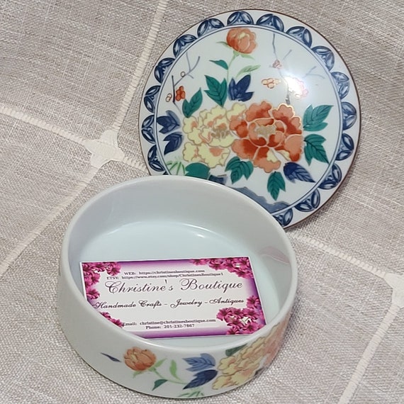 Vintage Handpainted Japan Porcelain Jewlery Box w… - image 4