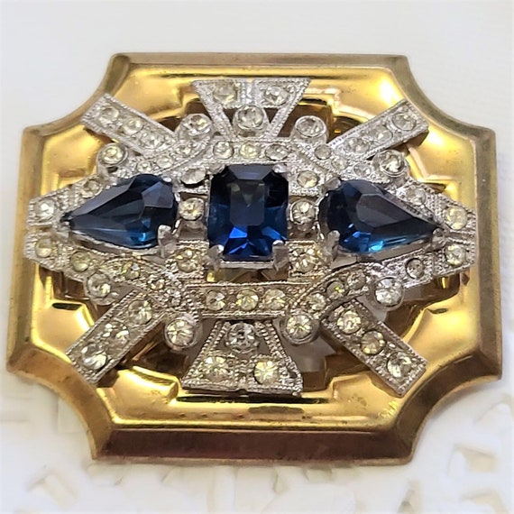 Vintage McClelland Barclay Signed Brooch Blue and… - image 1