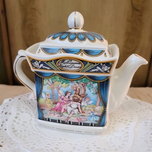 Vintage James Sadler Teapot, A Midnight&#39;s Summer Dream Tea Pot, Collector Tea Pot, Shakespeare Teapot Staffordshire England, Shakespeare
