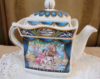 Vintage James Sadler Teapot, A Midnight's Summer Dream Tea Pot, Collector Tea Pot, Shakespeare Teapot Staffordshire England, Shakespeare