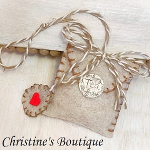Handmade Tea Bag Ornament,  Felt Tea Ornament,  Gift Topper, Tea Lover, Tea Collector Ornament, Feltwork, Tea Ornament, I love Tea
